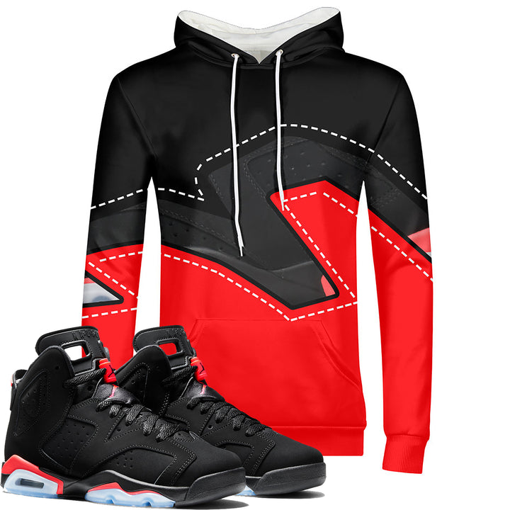 Infrared | Retro Jordan 6 Colorblock Hoodie | Pullover | Designed to Match Air Jordan 6 Sneakers