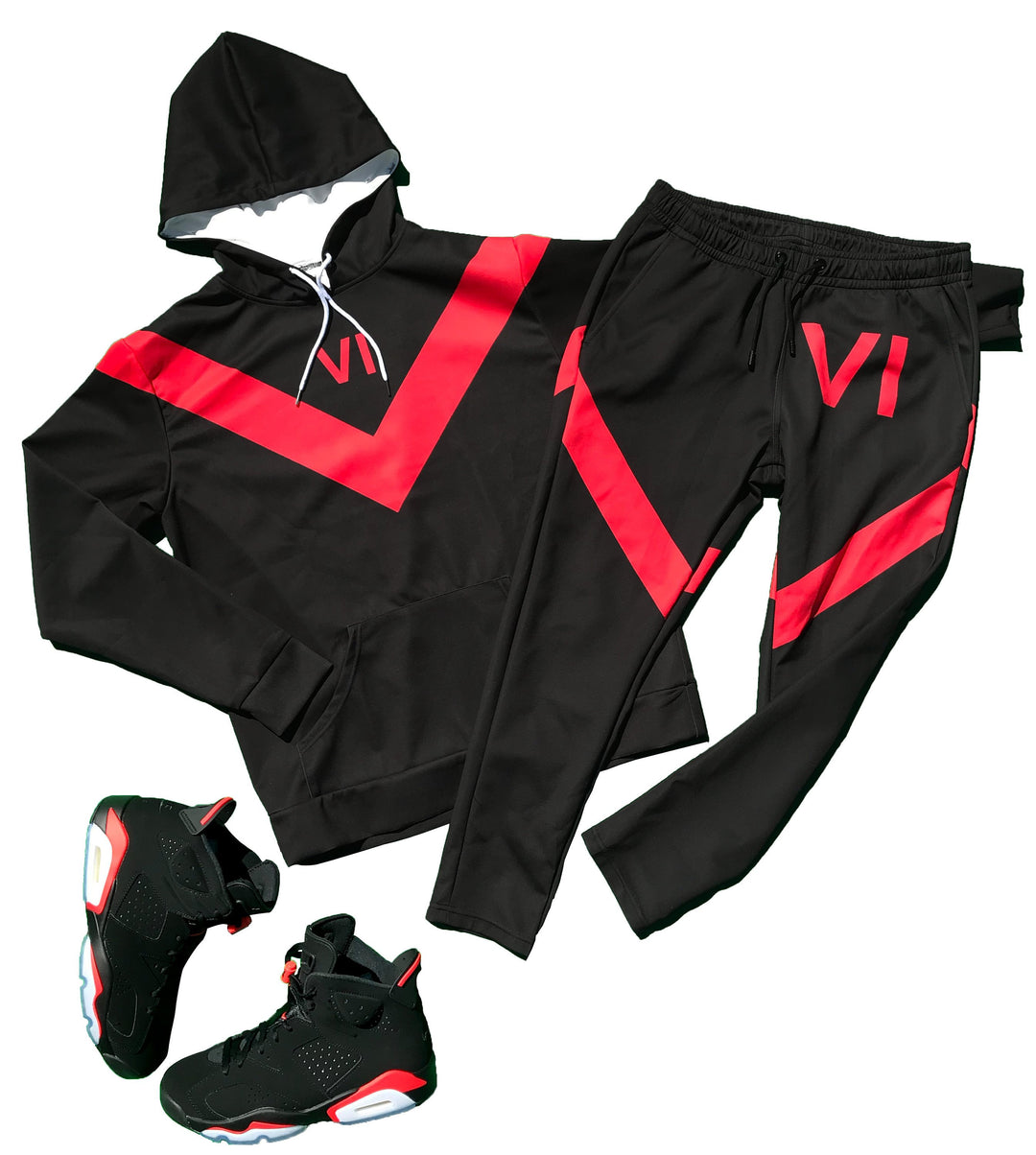 Jogging Suit | Retro Infrared Jordan 6 Colorblock  Jump Suit | Designed to Match Air Jordan 6 Sneakers Active