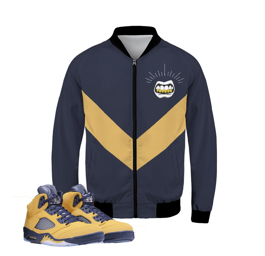 Tribe | Michigan | Retro Jordan 5 Colorblock Bomber | Jacket | Designed to Match Air Jordan 5 Sneakers Active flight nostalgia V