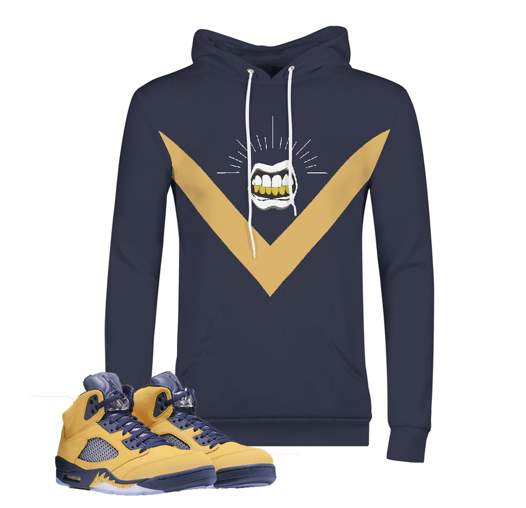 Tribe | Michigan |  Jordan 5 Colorblock Hoodie | Pullover | Designed to Match Air Jordan 5 Sneakers V