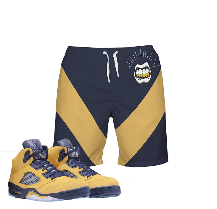 Tribe| Michigan | Retro Jordan 5 Colorblock Swim Trunks | Swim fashion | Designed to Match Air Jordan V Sneakers Active
