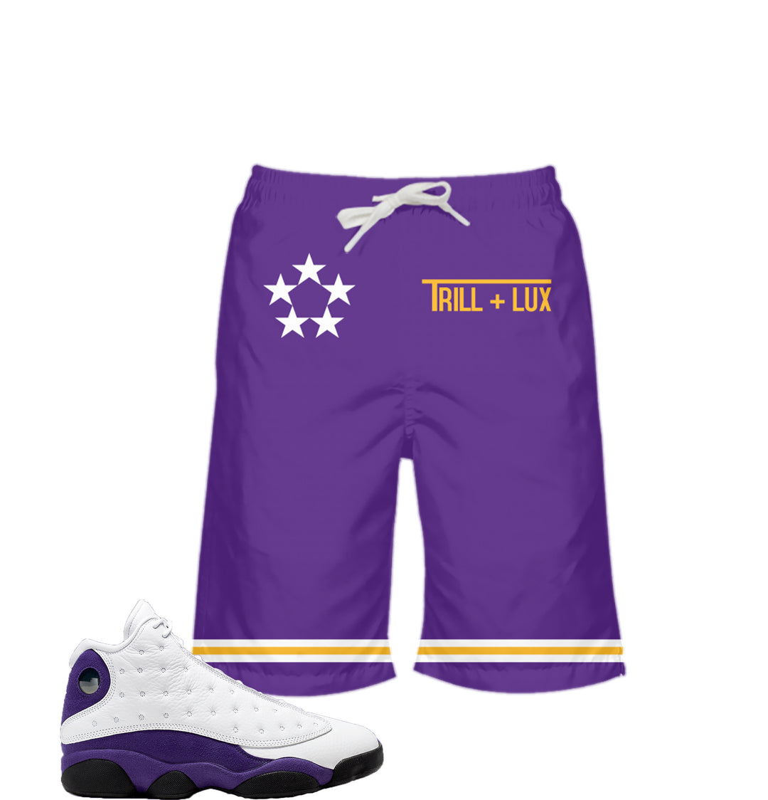 KIDS Court Purple | Retro Jordan 13 Colorblock Boys | Girls | Swim Trunks | Swim fashion | Designed to Match Air Jordan XIII