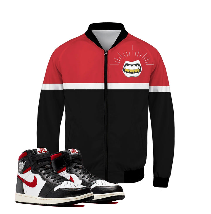 OG Gym Red Bomber Jacket| Retro Jordan 1 Colorblock Bomber | Jacket | Designed to Match Air Jordan I Sneakers flight