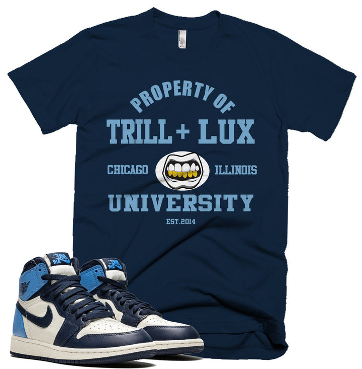 Trill University Tee | Retro Jordan 1 UNC Colorblock T-shirt