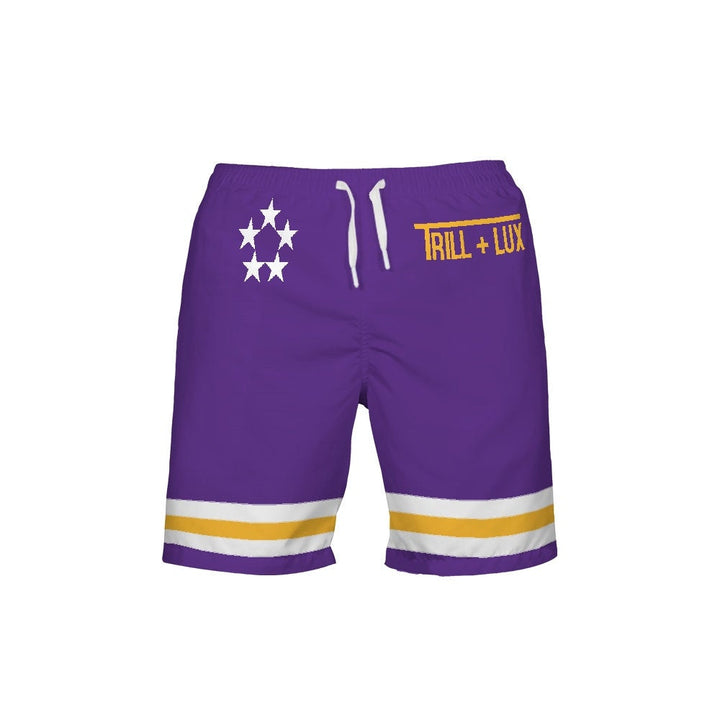 Trill Laker Purple | Retro Jordan 13 Colorblock Swim Trunks | Swim fashion | Designed to Match Air Jordan 13 Sneakers Active XIII
