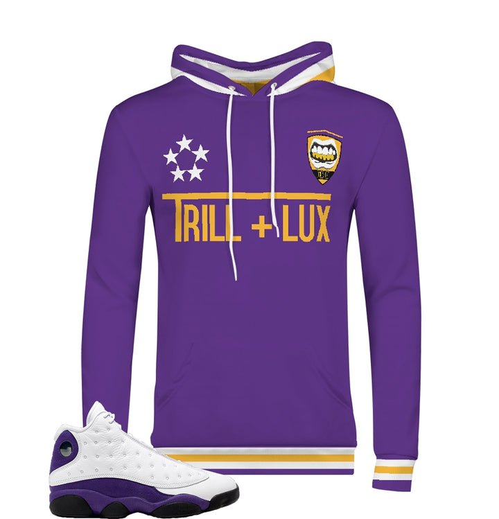 Trill Court Purple | Retro Jordan 13 Colorblock Hoodie | Pullover | Designed to Match Air Jordan 13 Sneakers Active XIII
