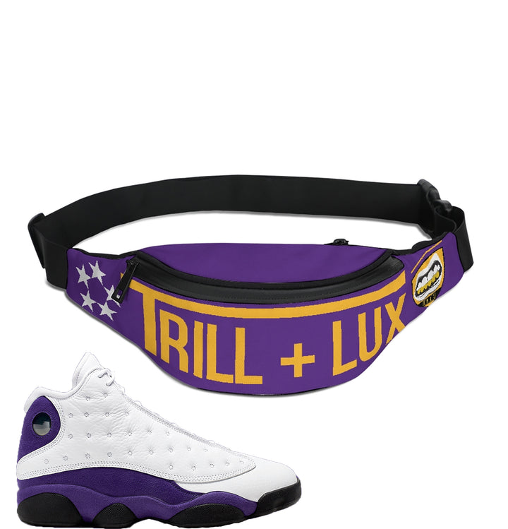 Trill Court Purple | Retro Jordan 13 Colorblock Crossbody Bag | Sling Bag | Fanny Pack |  Air Jordan 13 Sneakers Active XIII