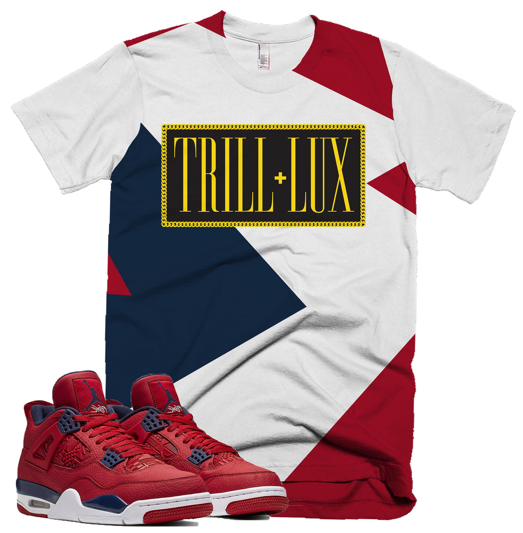 Trill & Lux Fragment Tee | Retro Jordan 4 Fiba Colorblock T-shirt