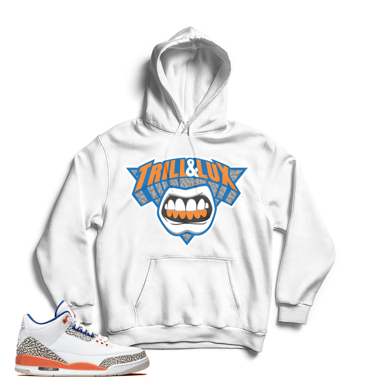 Trill Knicks Hoodie | Retro Jordan 3 Colorblock Hood | Pullover