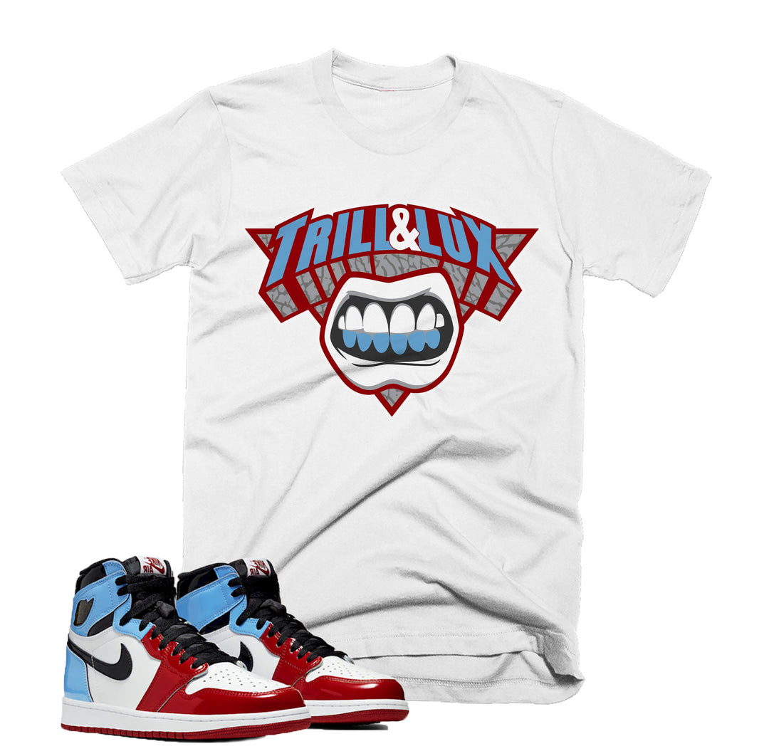 Trill Grill Tee | Retro Jordan 1 Fearless UNC to CHI Colorblock T-shirt