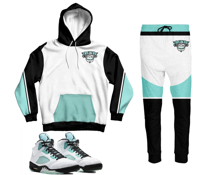 Trill Island Green Jogging Suit | Retro Jordan 5 Colorblock  Jump Suit |