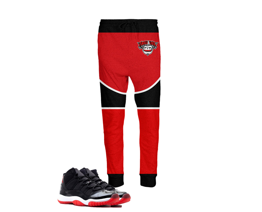 Trill and Lux | Air jordan 11 Bred Colorblock Inspired | jogging pants | XI | Red