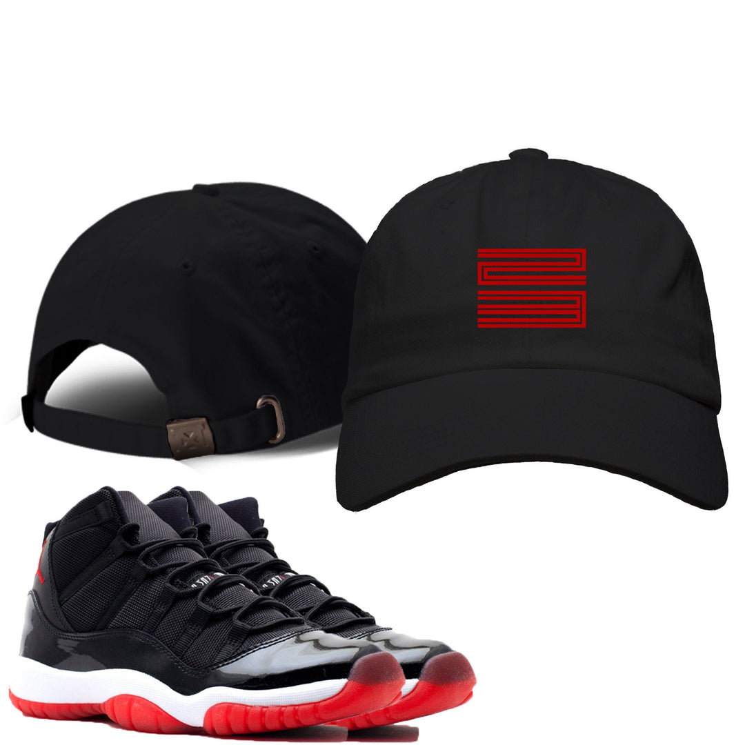 Embroidered  | Retro Jordan 11 Bred  Colorblock Dad Hat | Cap |
