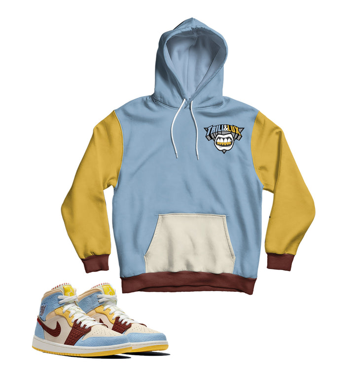Trill and Lux | Jordan 1 Mid Fearless Maison Chateau Rouge Inspired Hoodie | Pullover |