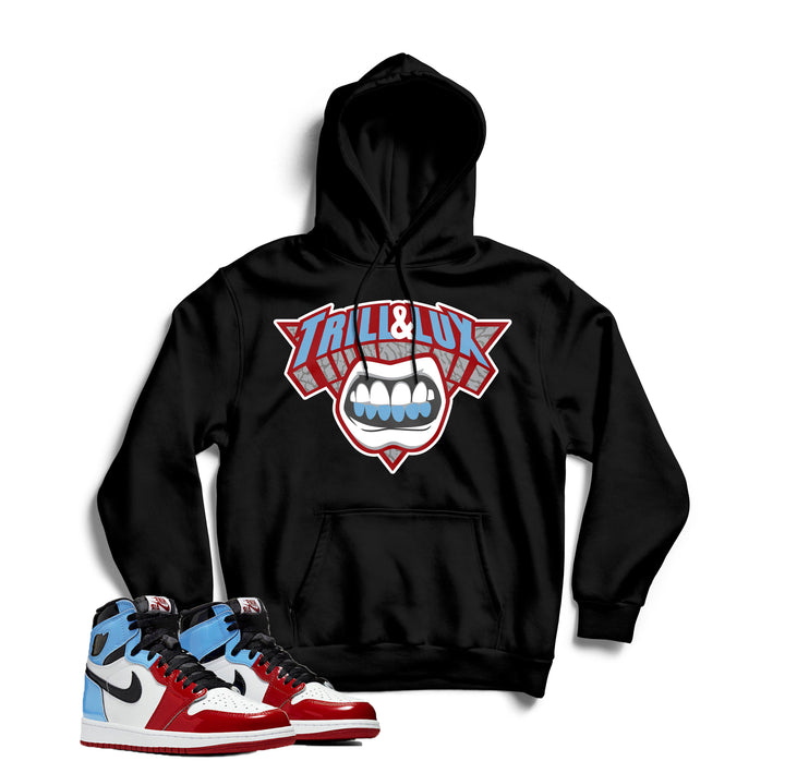 Trill Grill Hoodie | Retro Jordan 1 Fearless UNC to CHI Colorblock Hood