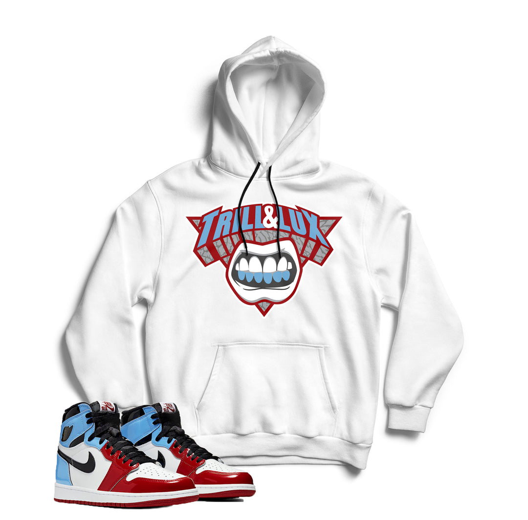 Trill Grill Hoodie | Retro Jordan 1 Fearless UNC to CHI Colorblock Hood