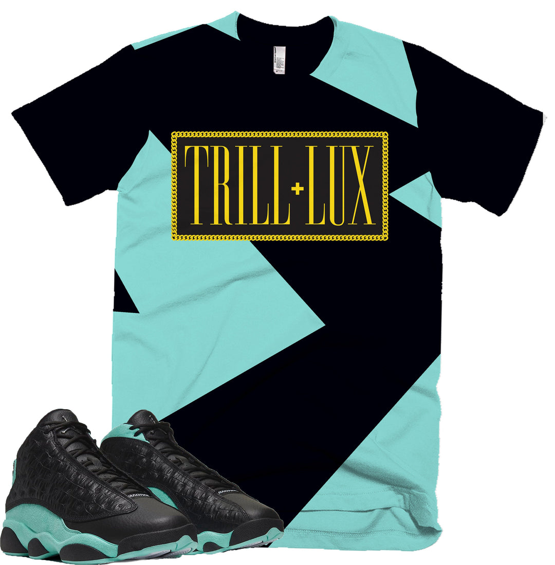 Trill & Lux Fragment Tee | Retro Jordan 13 Island Green  Colorblock T-shirt |