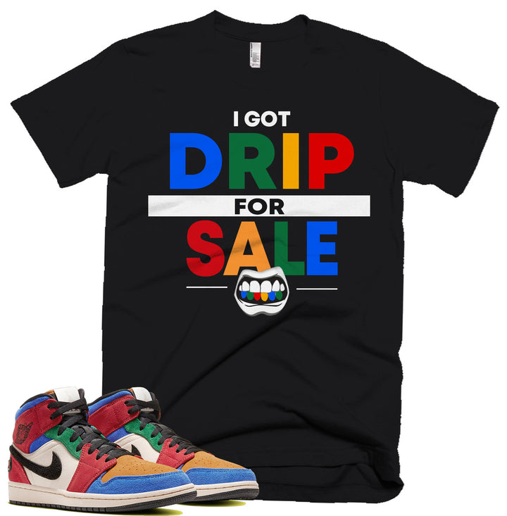 I Got Drip For Sale Tee | Retro Jordan 1 Fearless Blue The Great Colorblock T-shirt