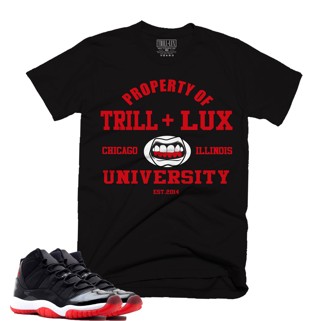 Trill and Lux University Tee | Retro Air jordan 11 Bred inspired T-shirt |