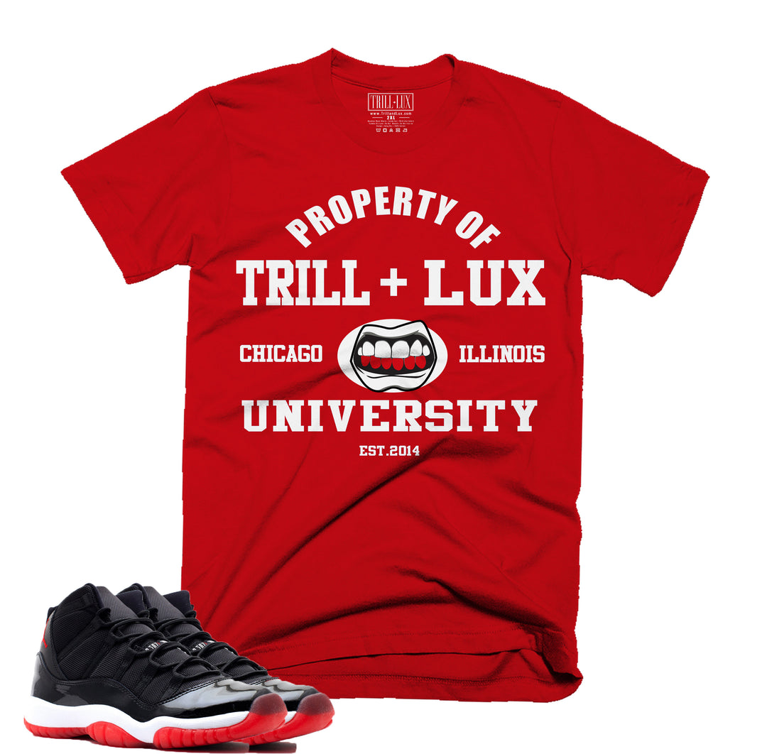 Trill and Lux University Tee | Retro Air jordan 11 Bred inspired T-shirt |
