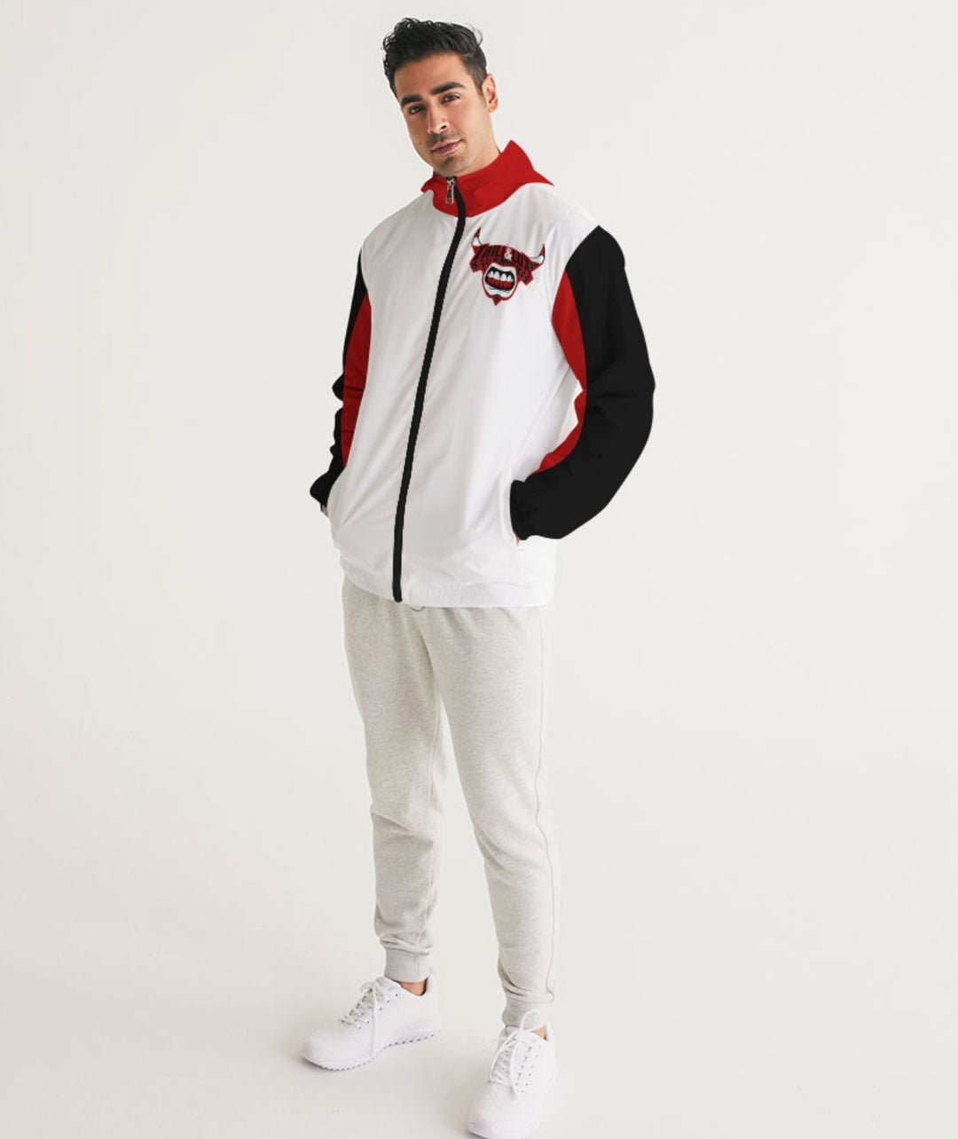 Trill and Lux |  Air jordan 11 Bred Inspired | Colorblock Windbreaker | Pullover | White XI