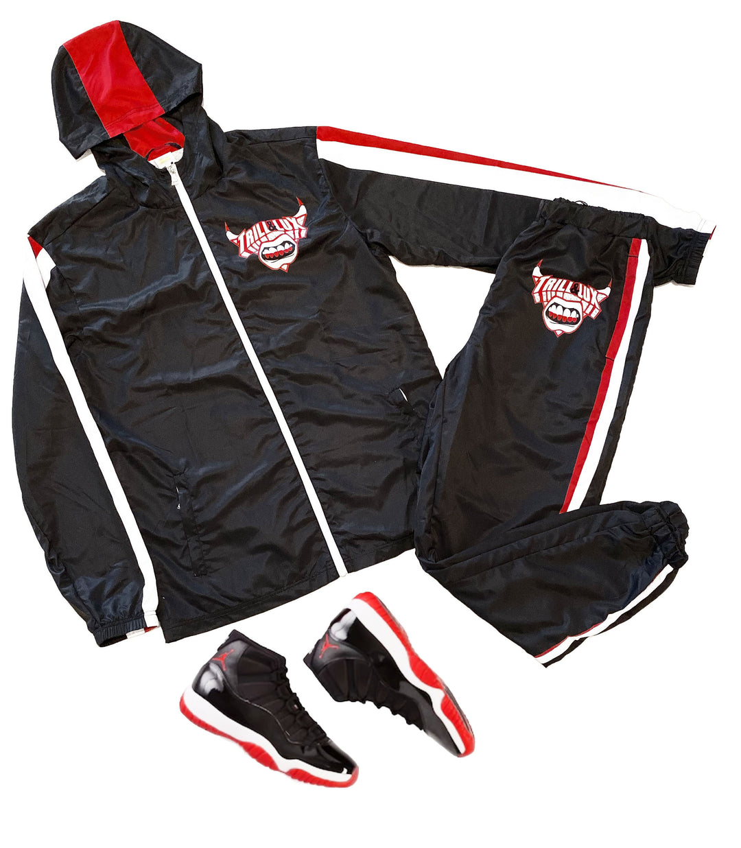 Trill and Lux | Tracksuit | Inspired by Air jordan 11 Bred | Colorblock | Black