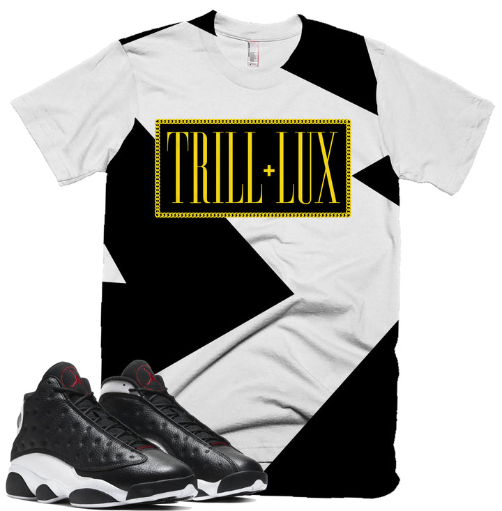 Trill & Lux Fragment Tee | Retro Jordan 13 Reverse He Got Game Colorblock T-shirt |