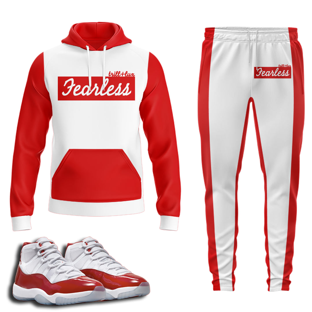 Fearless | Jordan 11 Cherry Red  Inspired Jogger and Hoodie Suit | Retro