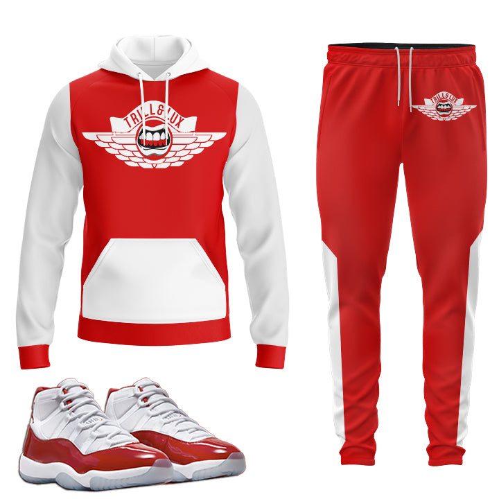 Flight | Jordan 11 Cherry Red  Inspired Jogger and Hoodie Suit | Retro