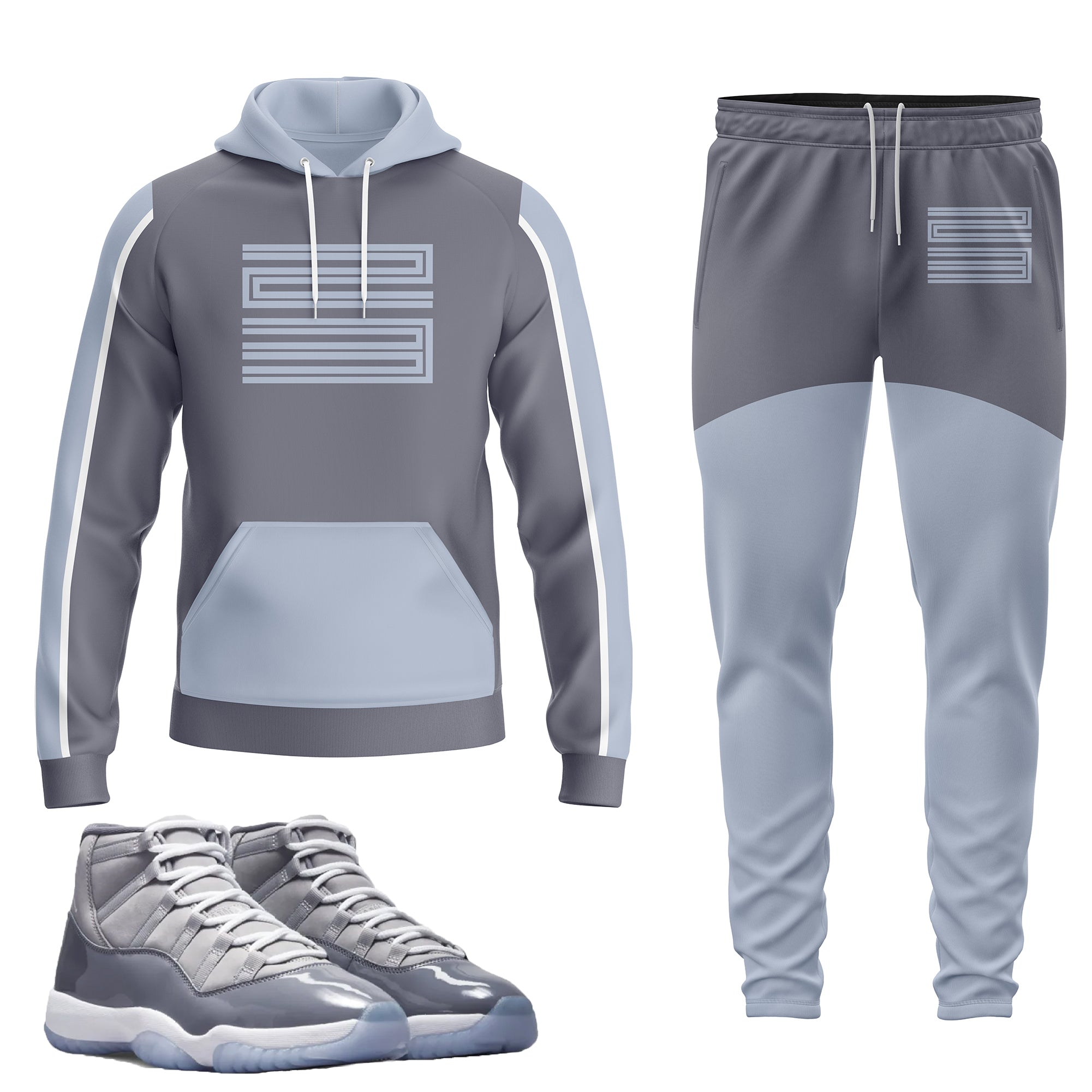 23 Jordan 11 Cool Grey Inspired Jogger and Hoodie Suit Retro Trill Lux