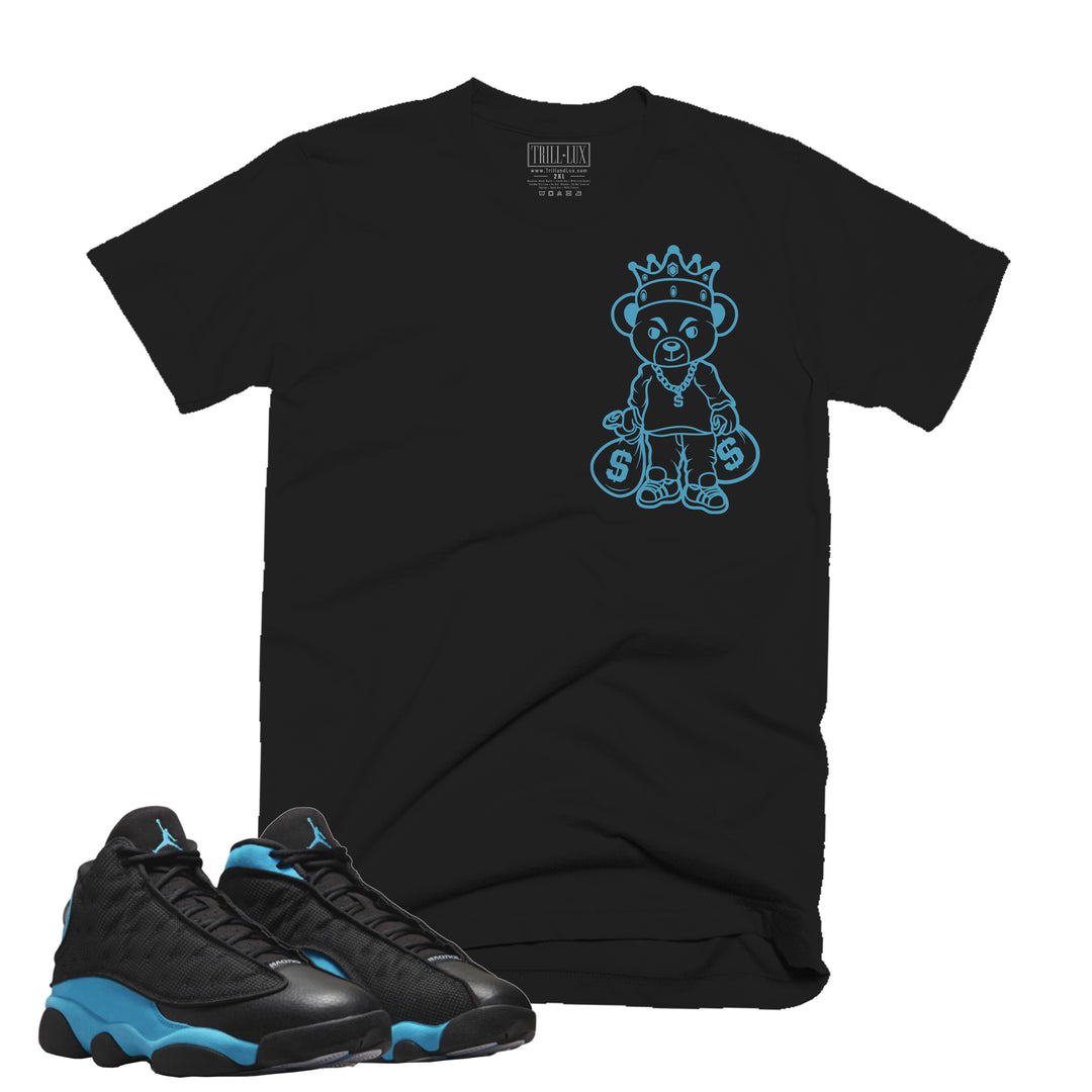 Teddy King Tee | Retro Air Jordan 13 Black University Blue Colorblock T-shirt