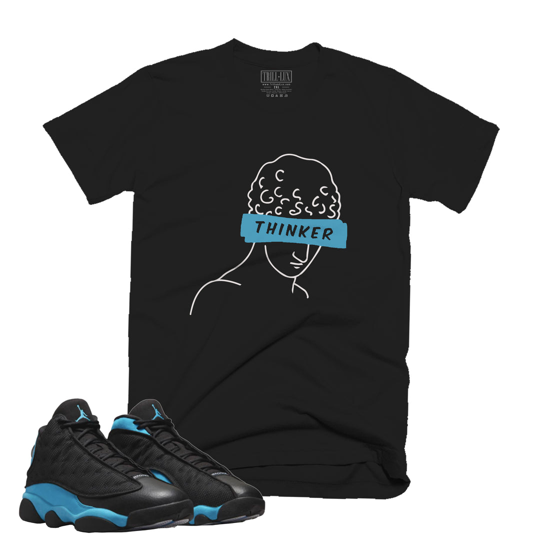 Thinker Tee | Retro Air Jordan 13 Black University Blue Colorblock T-shirt