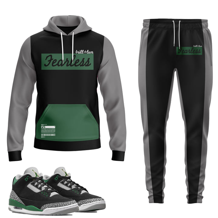 Fearless | Air Jordan 3 Pine Green Inspired Jogger and Hoodie Suit |