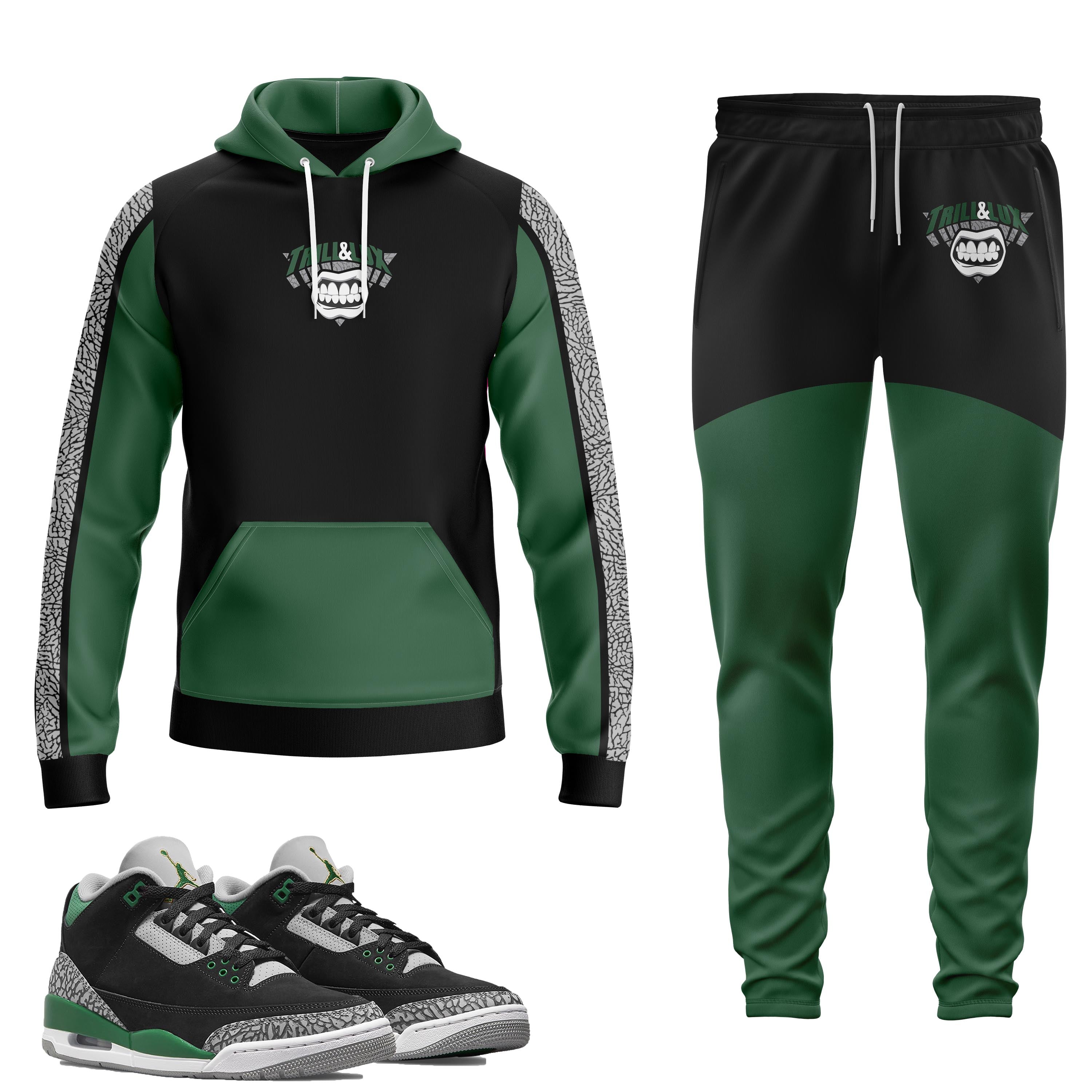 Sneaker Match Hoodies Air Jordan Sweatshirts Mens Trill Lux Tagged jordan 3 pine green