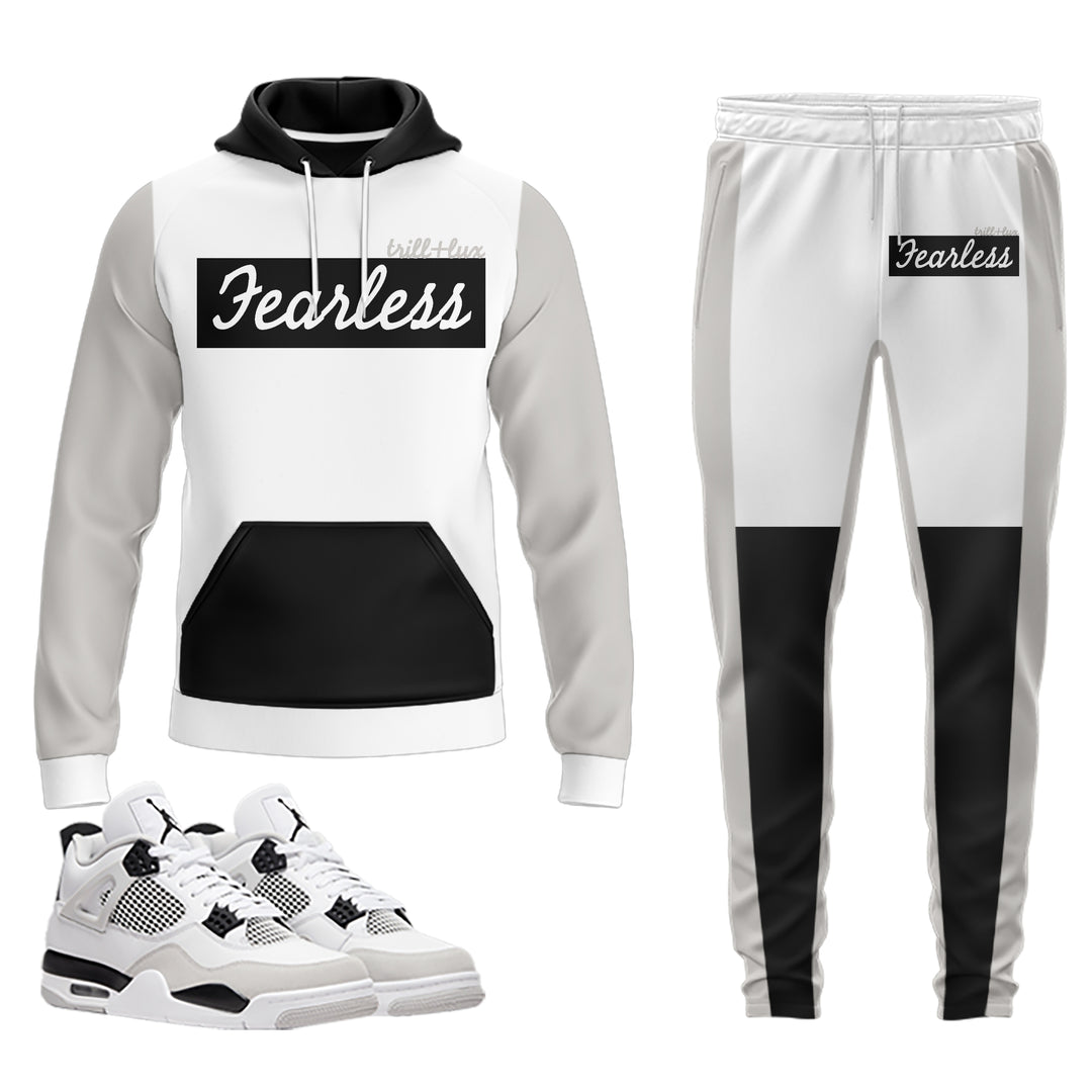 Fearless | Jordan 4 Military Black  Inspired Jogger and Hoodie Suit | Retro