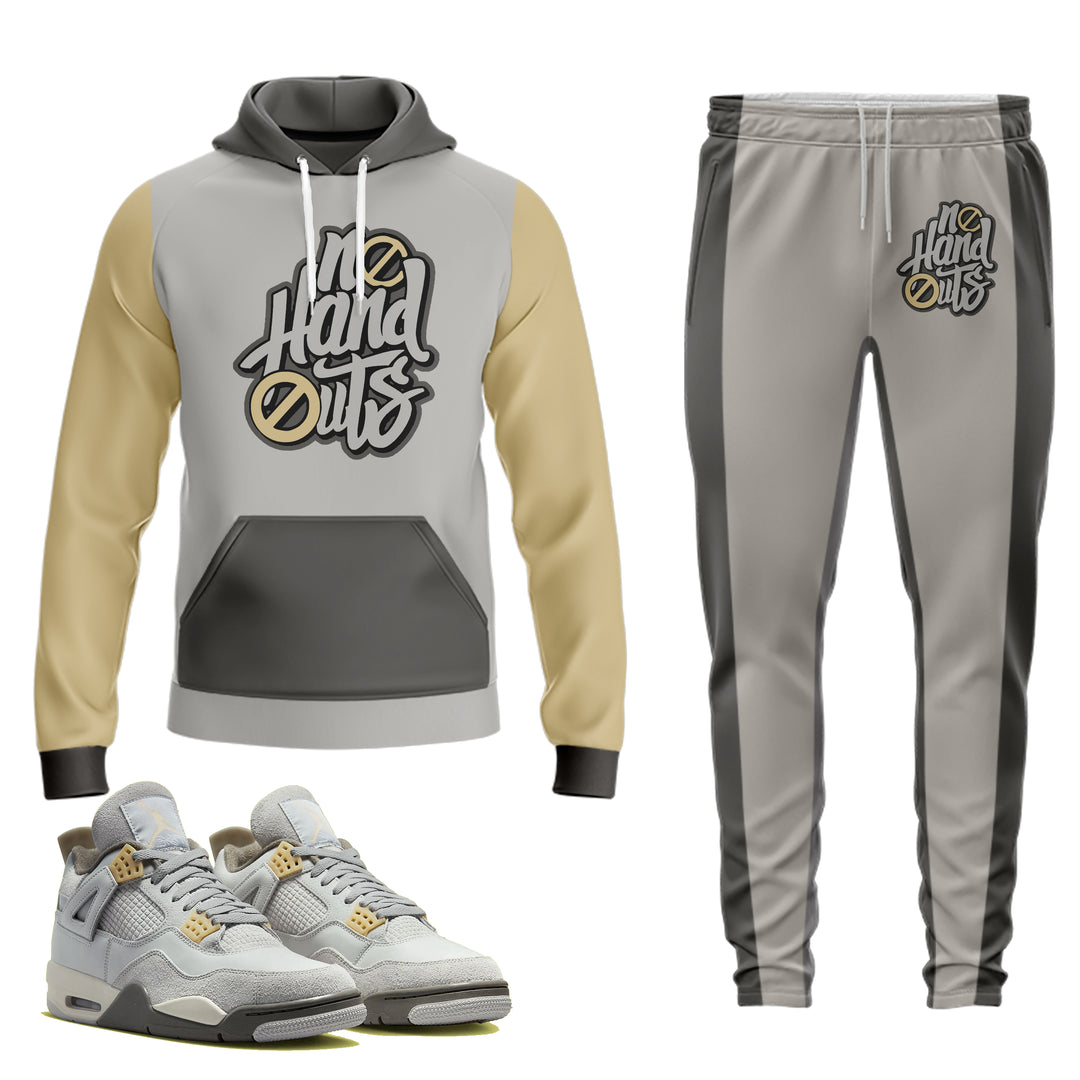 No handouts | Air Jordan 4 Craft Photon Dust Inspired Jogger and Hoodie Suit |