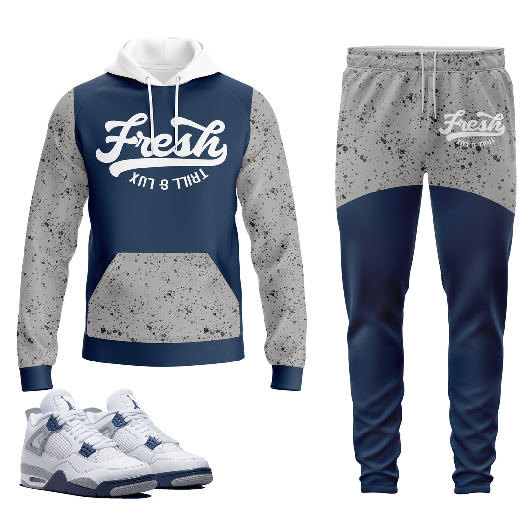 Fresh | Air Jordan 4 Midnight Navy Inspired Jogger and Hoodie Suit |