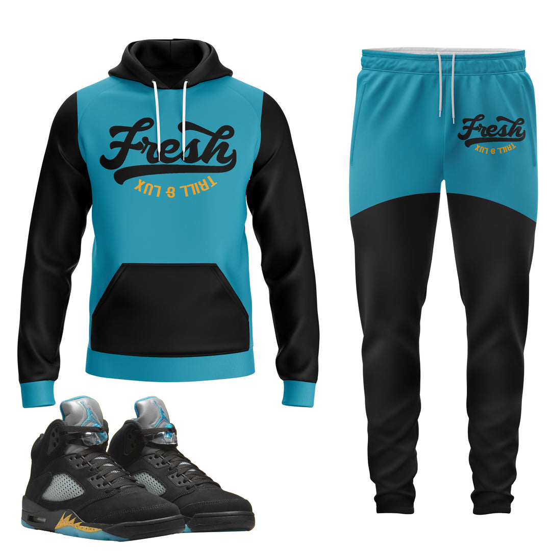 Fresh | Air Jordan 5 Aqua Hoodie & Jogger Set