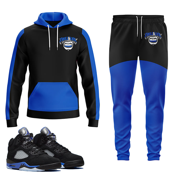 Trill | Jordan 5 racer blue  Inspired Jogger and Hoodie Suit | Retro