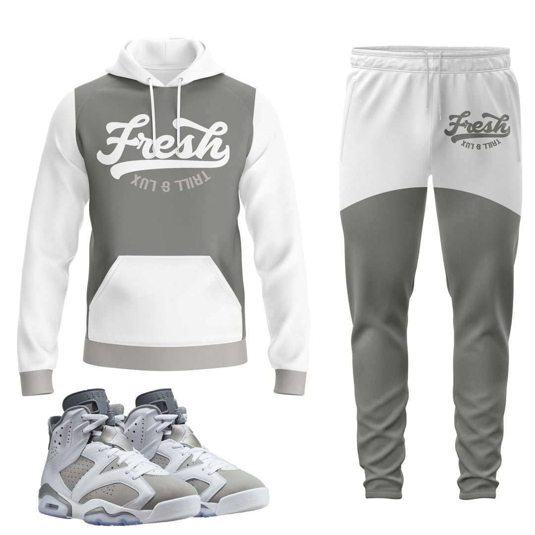 Fresh | Jordan 6 Cool Grey  Inspired Jogger and Hoodie Suit | Retro Jordan 6