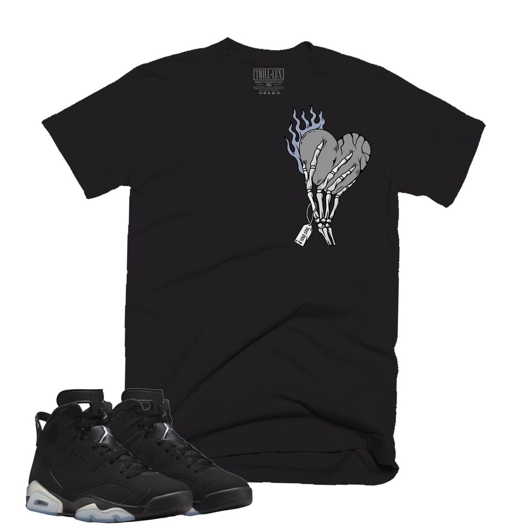 Heart On Fire Tee | Retro Air Jordan 6 Metallic Silver T-shirt