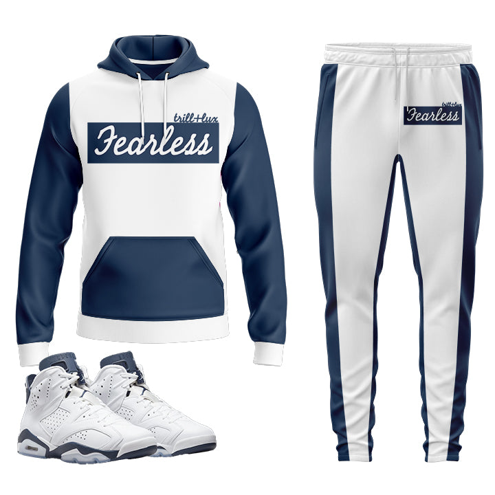 Fearless | Jordan 6 Midnight Navy  Inspired Jogger and Hoodie Suit | Retro Jordan 6