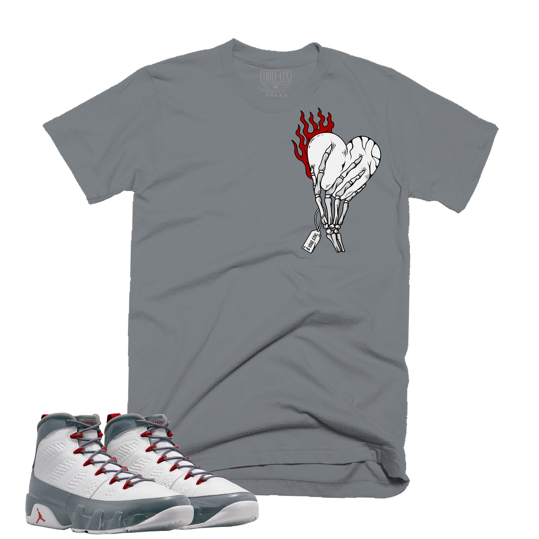 Heart On Fire Tee | Retro Air Jordan 9 Fire Red Colorblock T-shirt