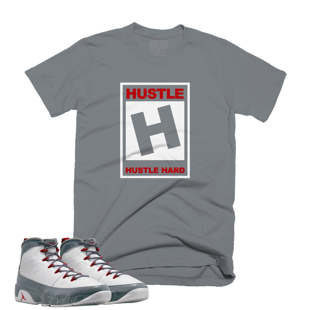 Hustle Hard Tee | Retro Air Jordan 9 Fire Red Colorblock T-shirt