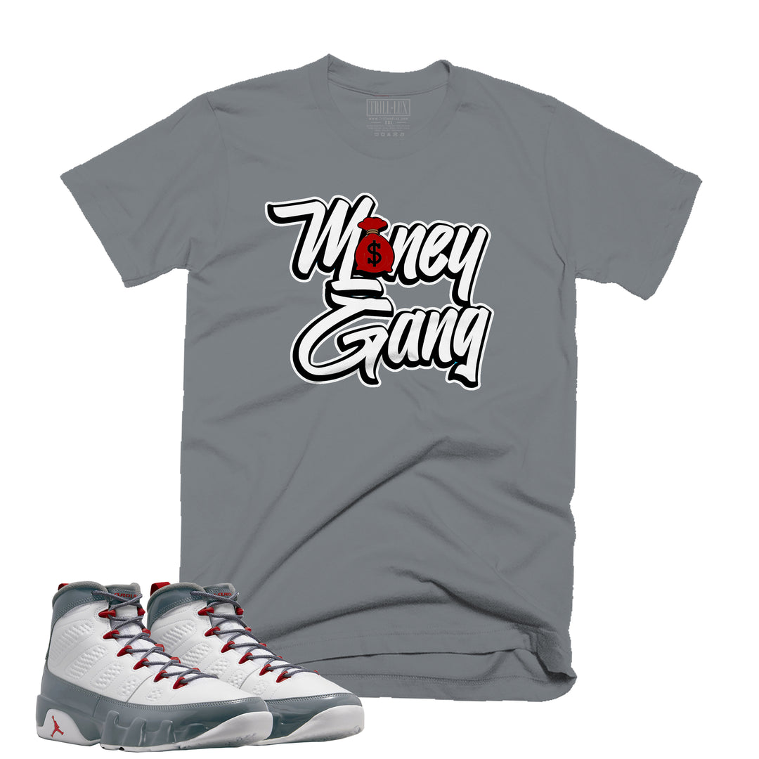 Money Gang Tee | Retro Air Jordan 9 Fire Red Colorblock T-shirt