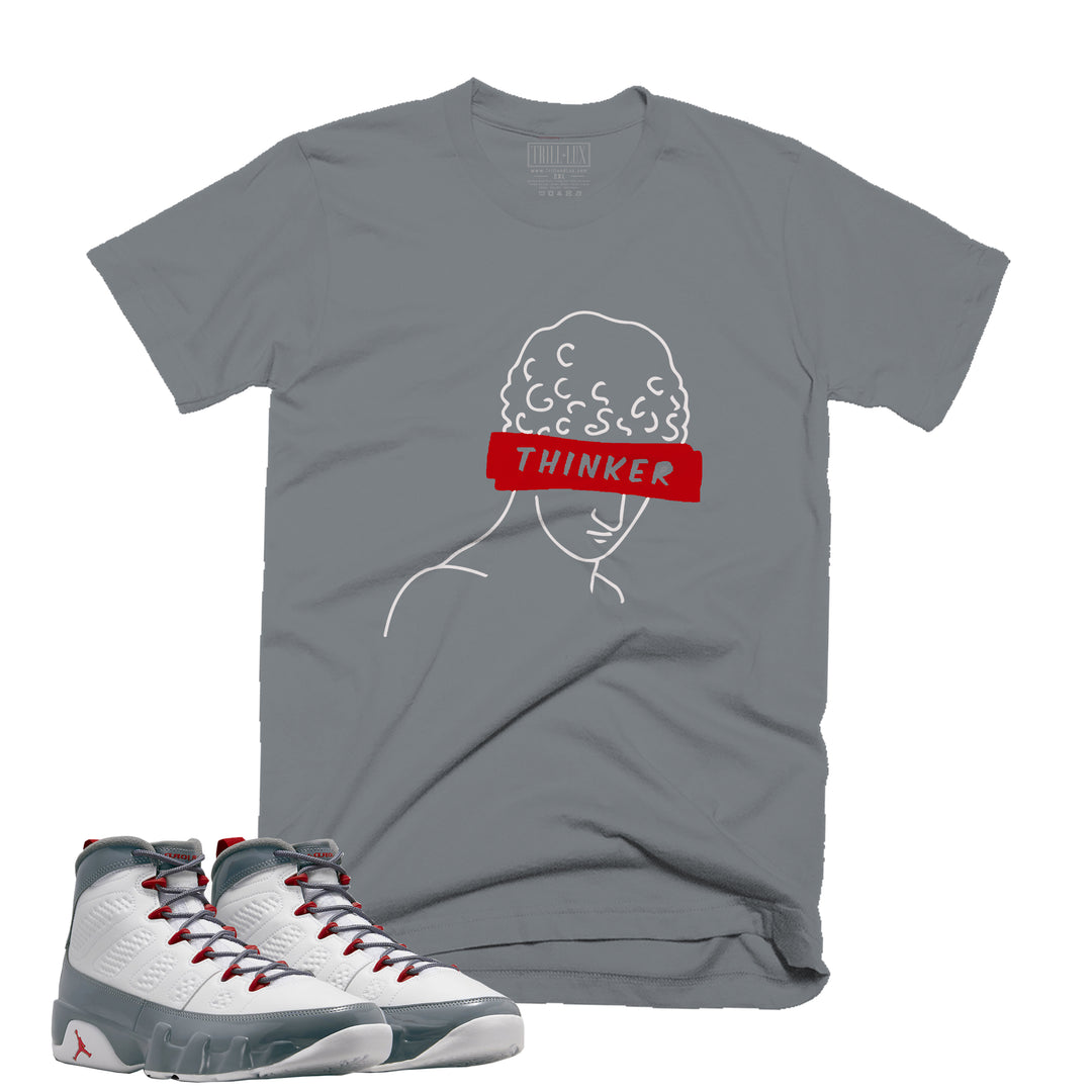 Thinker Tee | Retro Air Jordan 9 Fire Red Colorblock T-shirt