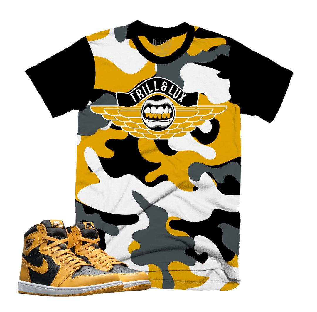 Camo Wings Tee | Retro Air Jordan 1 Pollen Colorblock T-shirt
