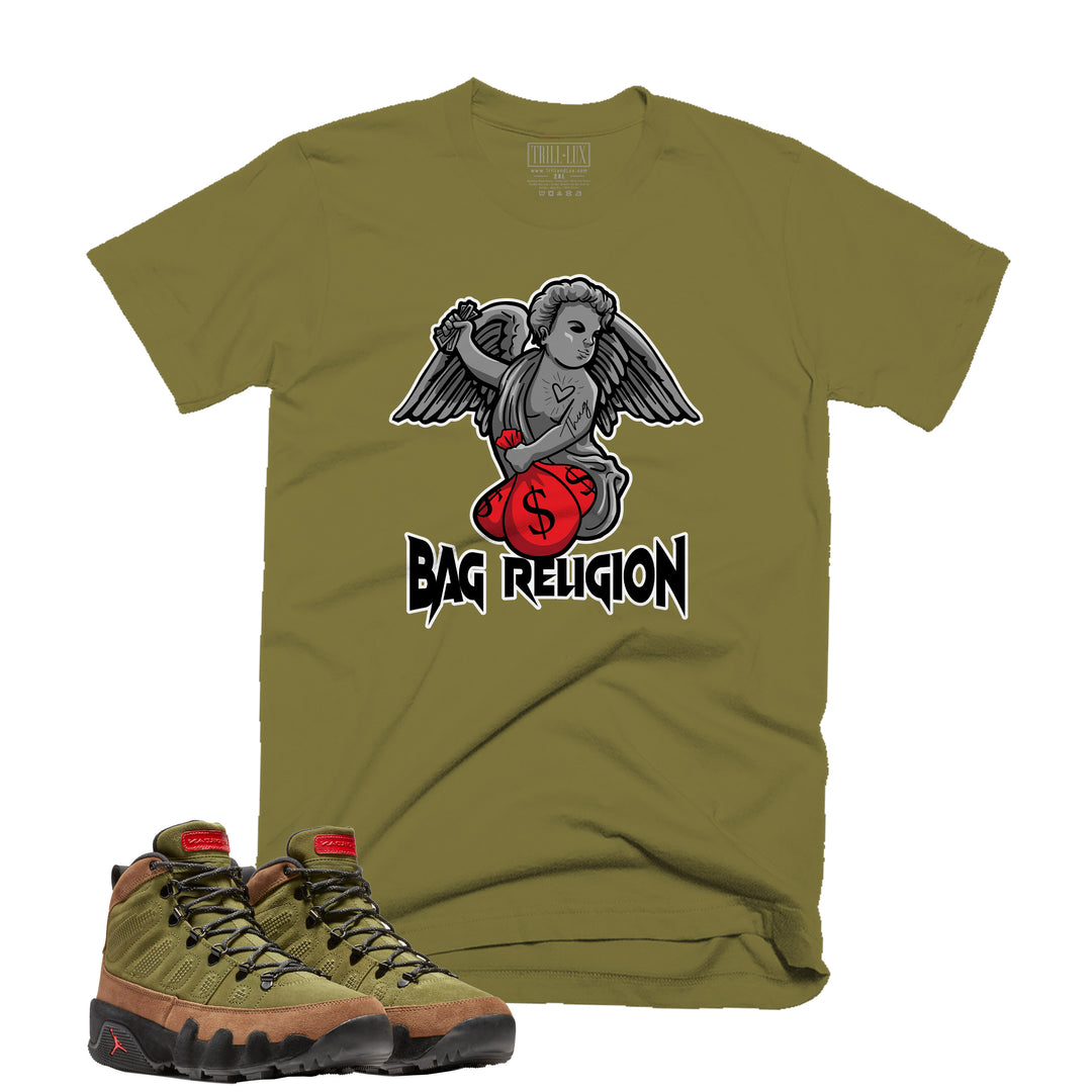 Bag Religion Tee | Retro Air Jordan 9 (NRG Boots) Beef And Broccoli  T-shirt