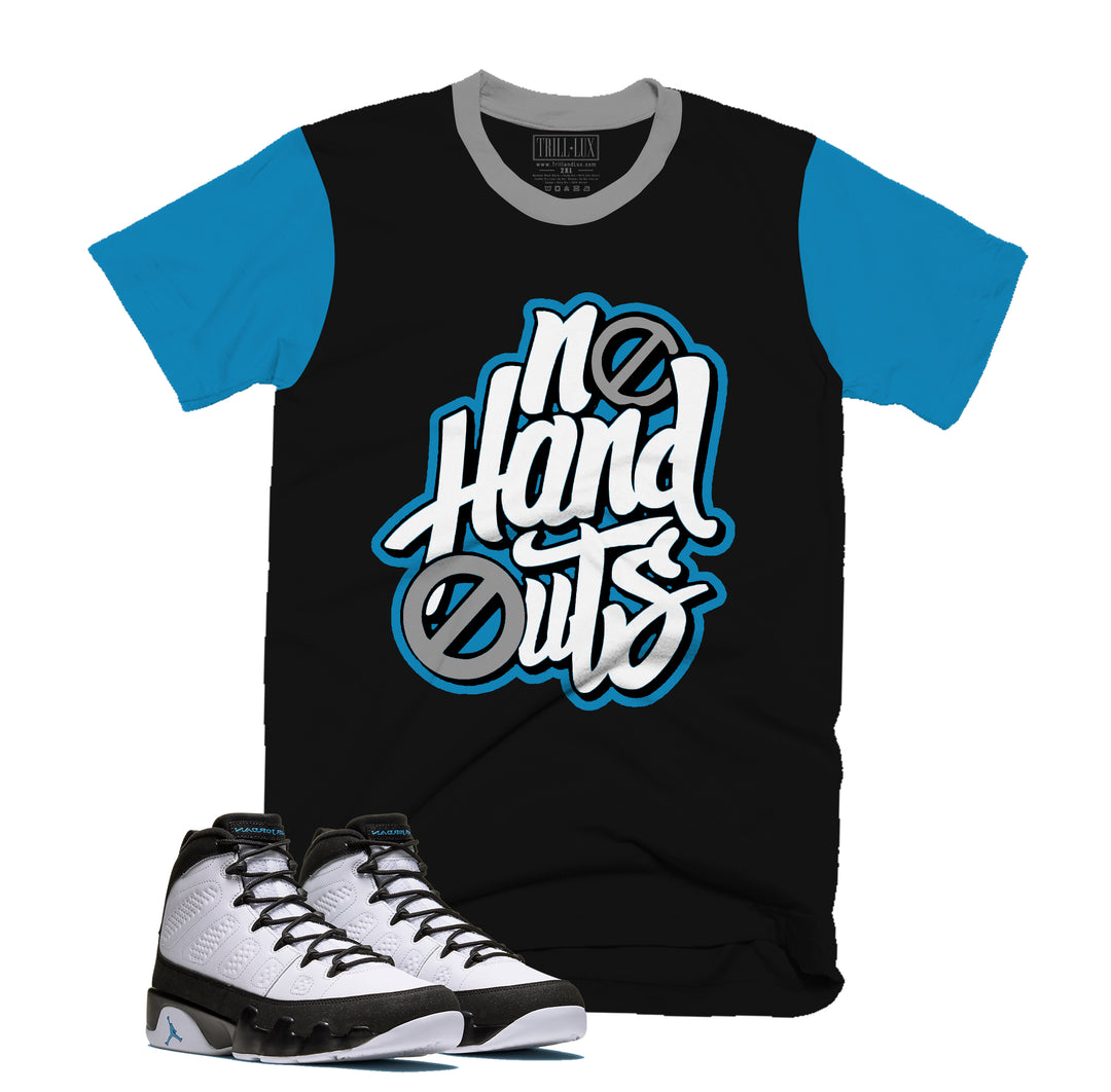 No Hand Outs Tee | Retro Air Jordan 9 University Blue T-shirt |