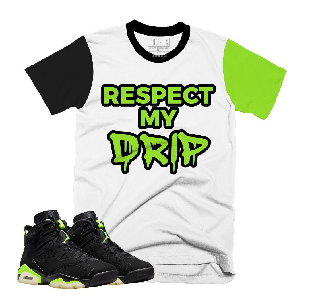 Respect Tee | Retro Air Jordan 6 Electric Green Colorblock T-shirt